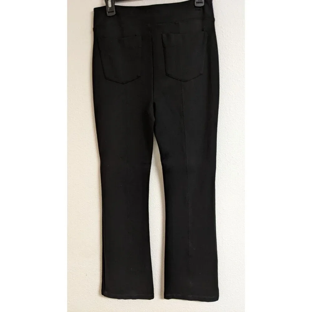 Cabi #6278 Fleggings Black Flared Leg Split Hem Ponte Knit Pull-On Pant SZ M